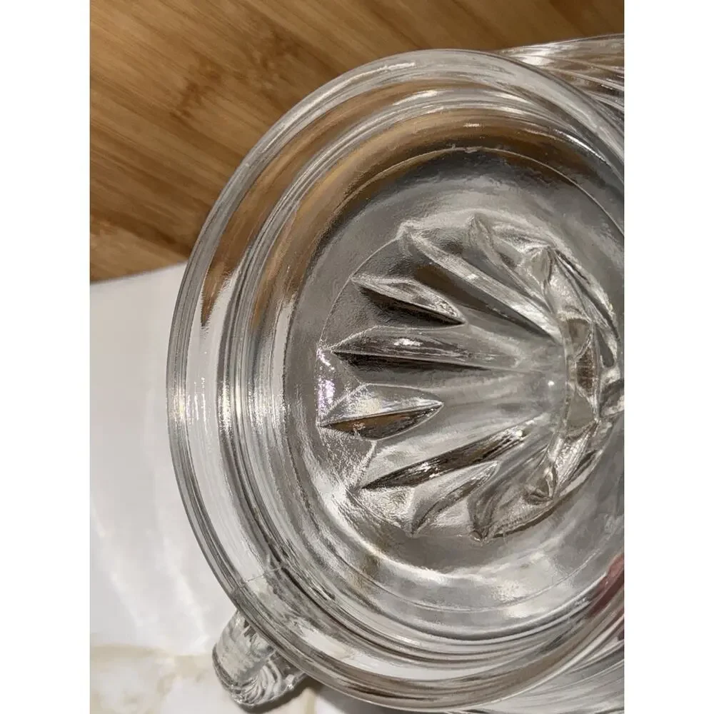 Vintage Anchor Hocking Glass Clear Ribbed Citrus Reamer Juicer 8x6” 1960’s